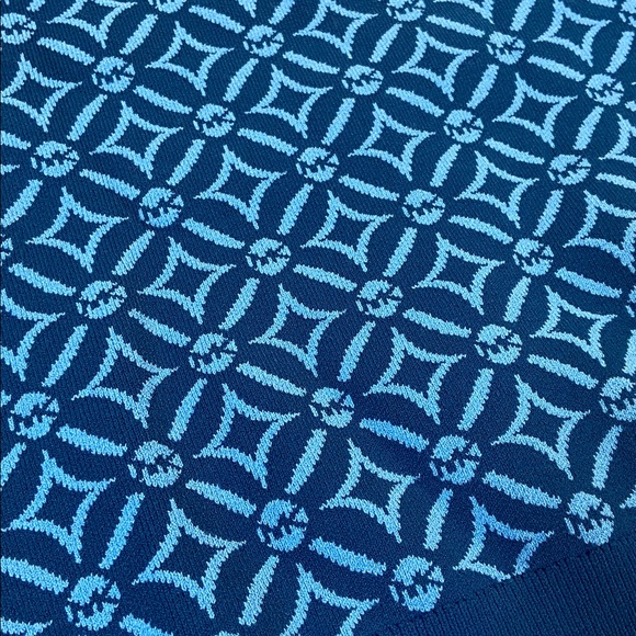 Michael Kors Blue Patterned Woman Medium Casual Crop Sweater Short Sleeves - Picture 4 of 12